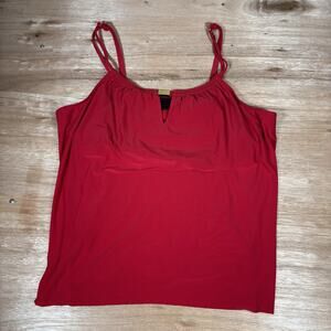 Aqua Green Plus Size Woman’s Bra Support Strap Solid Red W/ Gold Swim Top 20W